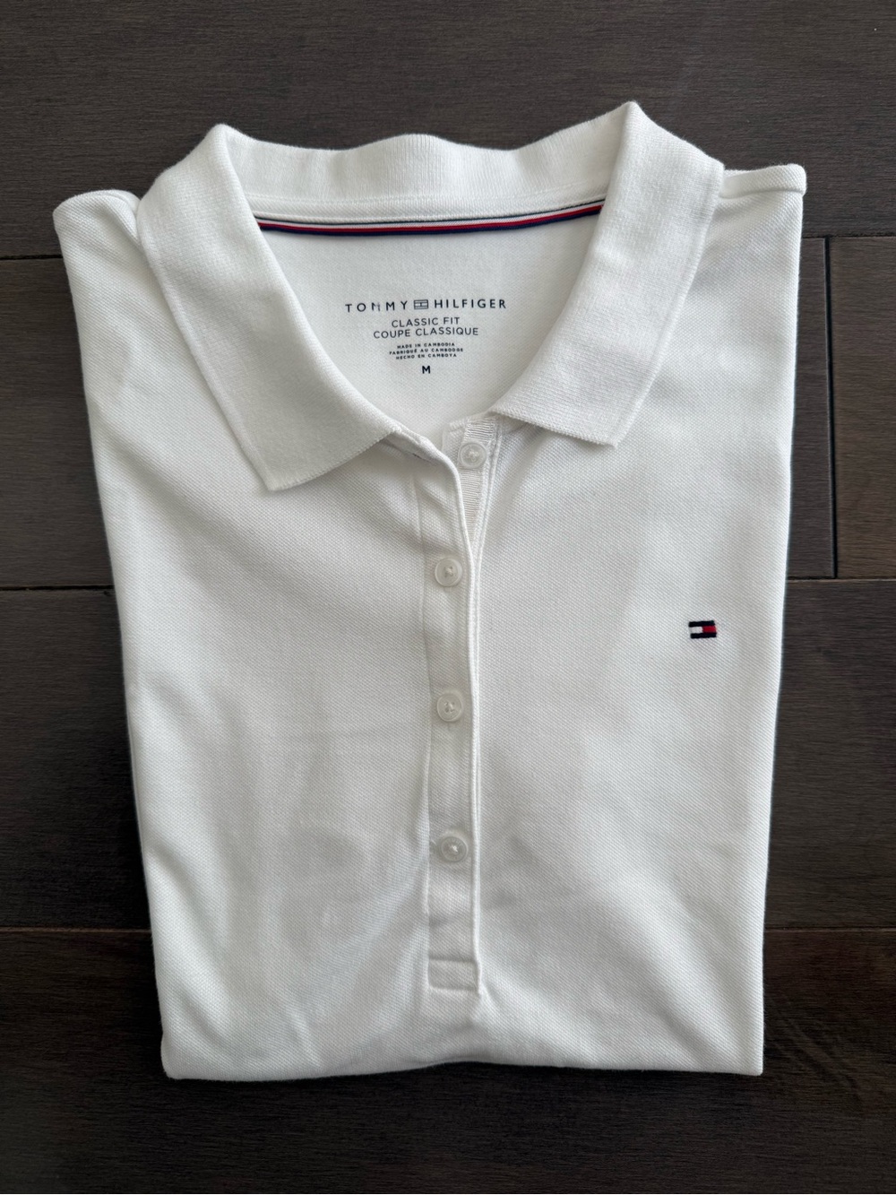 Tommy Hilfiger White Polo Shirt with Signature Flag